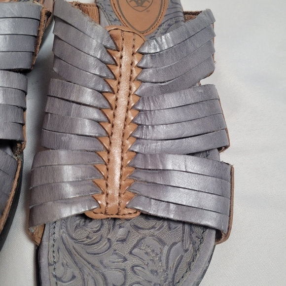 Ariat Costa Gray Blue Brown Leather Strap Slides Sandals Women's Size 6B - Picture 4 of 8